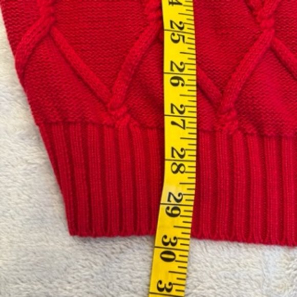 Izod Men's Crew Neck Sweater Cable Knit Red XL - Picture 5 of 15
